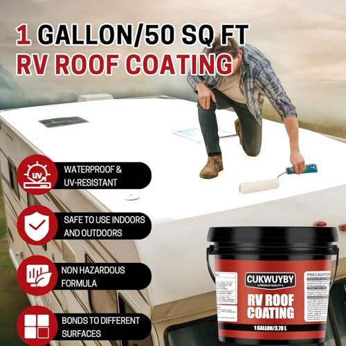RV Roof Sealant Waterproof, RV Roof Coating for RV, Camper and Trailer - size: 3-in-1 RV Roof Kit