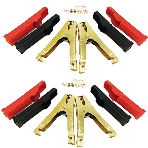 4 Pcs Jumper Cable Battery Clamps Crocodile Clamp Pure Copper 100A-500A Car Battery Charger Clamps Power Replacement Battery Alligator Clips Jumper Cables Clamp Welding machine clamp - color: 4pcs 100-500a