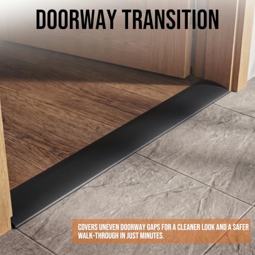10FT Self-Adhesive Floor Transition Strip, Dark Black PVC Carpet Edging - color: Dark Black, size: 1/5" to 2/5",10FT
