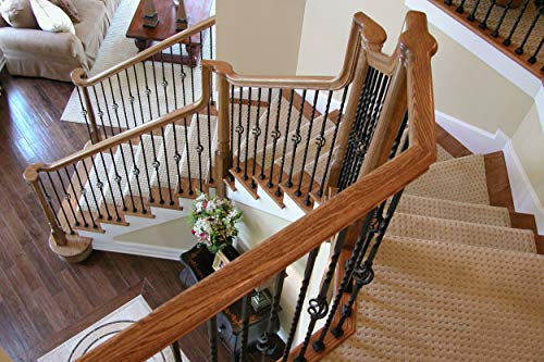 7288-2 Red Oak 2 Rise Straight Gooseneck with Cap - 6210 Wood Staircase Handrail Fitting for Stair Remodel - style: 2 Rise Straight Gooseneck w/ Cap - Red Oak