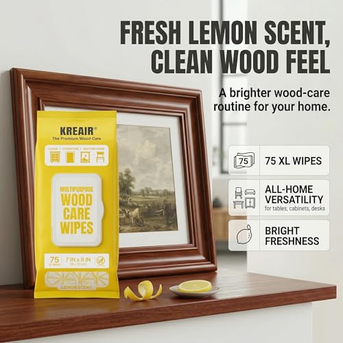 Multipurpose Wood Care Wipes 150 Count, 7x8 In, Light Lemon Scent - size: 75 Count (Pack of 2)