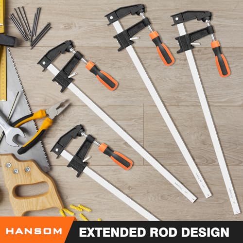 4-Pack 18 inch Bar Clamps,Long Wood Clamps Heavy Duty Force 600 Lbs Adjustable and Release Quickly,Woodworking Clamps Throat Depth 2.5 inch with Plastic Handle - size: 18 INCH/4PCS
