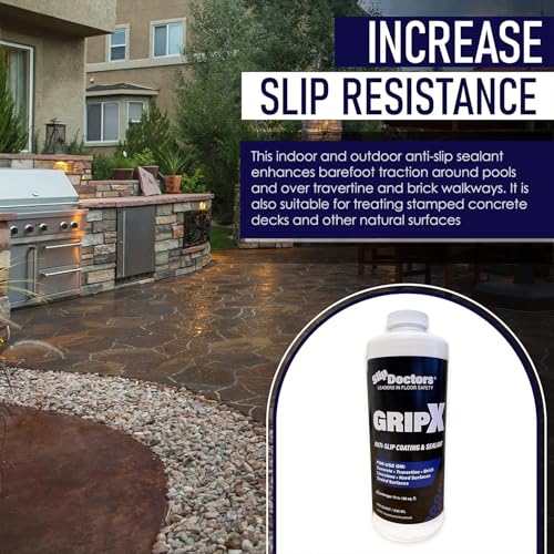 SlipDoctor's GripX Non-Slip Coating and Sealant for Indoor and Outdoor Tiles, Concrete and Natural Stone - Clear Anti-Slip for Slip Resistant Flooring