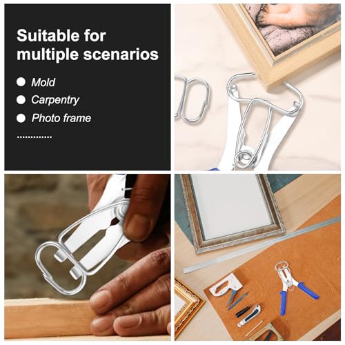 Miter Spring Clamps and Pliers Kit for Woodworking Picture Frames - color: Blue