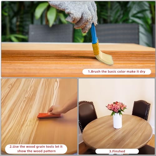 GSCIT Club 8PCS Wood Grain Tool, Natural Woodgrain Maker for Decorative Painting Premium Wood Graining Brushes Set Enhance DIY Projects - size: 8 Pack