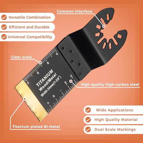 Oscillating Tool Blade Kit, 20PCS Universal Multitool Blades Multi Tools Titanium Blade for Wood Plastic Metal (20)