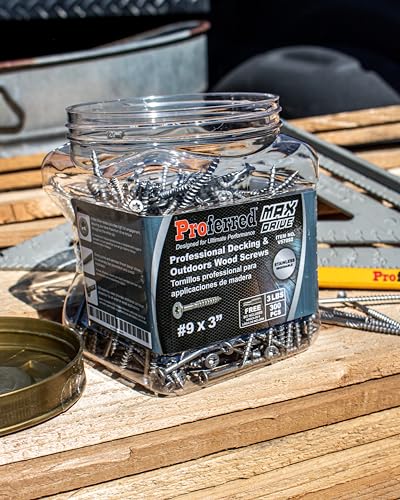 MAX Drive Professional Decking & Outdoor Wood Screws, Stainless Steel, #9 X 3, 6 Lobe 25 Drive (3 LBS, 300 pcs with 1 Bit in Jar), V57092 - size: #9 X 3", style: Stainless Steel