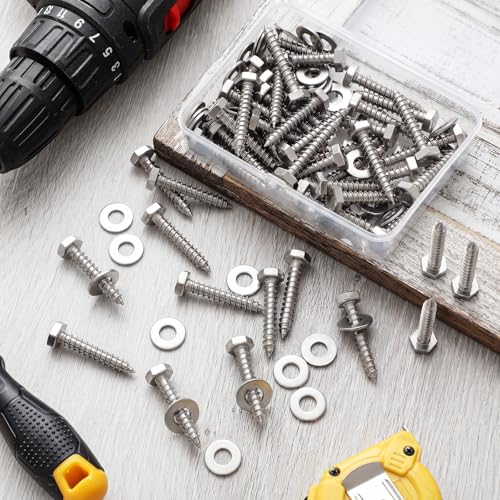 Zonon 50 Pcs 1/4" x 1-1/2" Hex Lag Bolts 304 Stainless Steel Silver Lag Screws 50 Screws and 50 Washers Industrial/Commercial Grade - color: Silver, size: 1/4" X 1-1/2"