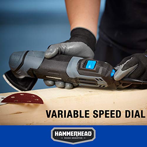 Hammerhead 2.2-Amp Oscillating Multi-Tool with 1pc Flush Cut Blade, 1pc Semicircle Saw Blade, 1pc Sanding pad, 3pcs Sanding Paper - HAMT022 - size: (Pack of 1)