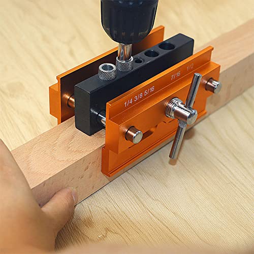 Self Centering Doweling Jig, JoyTube Drilling Guide Positioner Woodworking Doweling Jig Tool Hole Self Centering Locator (Orange) - style: Orange