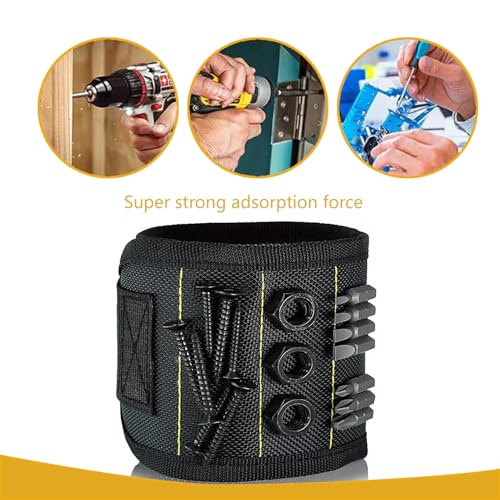 Magnetic Wristband for Holding Tools with 15 Magnets for Screws and Nails