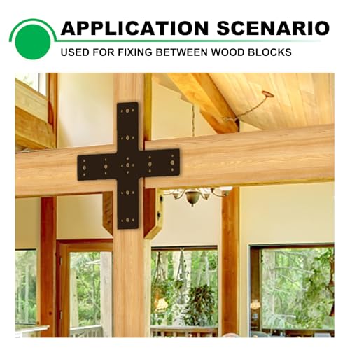 4pcs 14x14 Cross Mending Plate for Wood 4x4 6x6 Timber Bracket Black - size: X-14x14