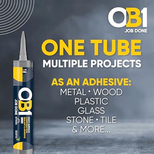 OB1 Universal Caulk Sealant & Adhesive Gray 10.1oz | Professional Grade Premium All-in-One Advanced Hybrid 2-in1 | Water Resistant Internal & External | Shrink Crack UV & Fade Resistant | 1 Cartridge - color: Gray, size: 10.1oz (Pack of 2)