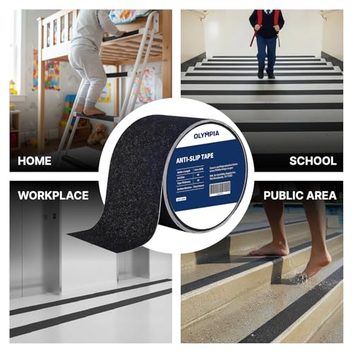 NORTHSKY Olympia 6 Inch x 60 Foot Anti Slip Tape, 45-Grit Friction, Non-Slip Traction Grip for Stairs, Waterproof Grip Tape Safety Non Skid Tape for Steps Anti-Slip Traction Tape Black - size: 6“