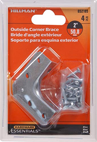 Hillman Hardware Essentials Outside Corner Brace Zinc Plated 2-Inch" x 5/8-Inch" 4 Pack 852185