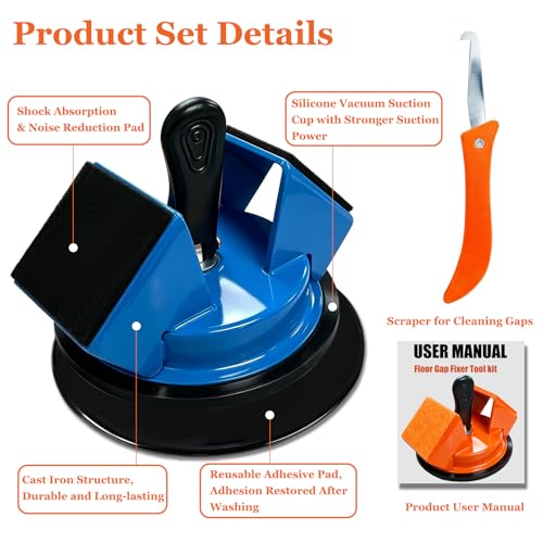Heavy Duty Upgraded Floor Gap Fixer Tool with Reusable Nano-Adhesive Pad - color: Blue