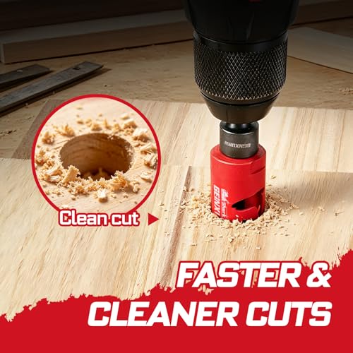 GEINXURN 9PCS Hole Saw Kit, HSS Bi-Metal 5/8'' to 2-1/8'' (16mm-54mm) Hole Saw Set in Case with Mandrels and Hex Wrench, Hole Cutter with Shark Tooth for Wood,Drywall, PVC Boards and Thin Metal - color: 9PCS 5/8“-2-1/8” Hole Saw Set with Mandrel