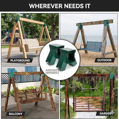 A-Frame Swing Set Bracket Kit, 2-Piece Wood Swing Hardware for Outdoor Playground, Backyard Play Set Accessories with Complete Mounting Components