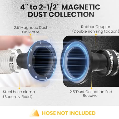 4" to 2-1/2" Magnetic Dust Collection Fittings,8 high-strength magnets,One-to-Many Magnetic Starter Kit,1s connect and disconnect—enabling efficient hose transfer between different machines - style: 2.5" Mag Connector+2.5" Receiver+2.5" Cuff(5PK)