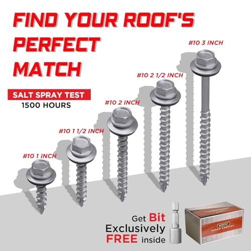 #10 x 1 Metal Roofing Screws with EPDM Washer, Hex Head Self Drilling Roof Screws, Zinc Plated, 150 Pack - size: #10 x 1"