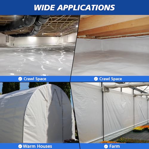 Crawl Space Vapor Barrier - 10 mil (20' x 100'), Thick Plastic sheeting, Drop Cloth Moisture Barrier Covering for Crawl Space Encapsulation, Blackout Plastic Painters Tarp, Black and White Panda Film - size: 10 Mil 20' x 100'