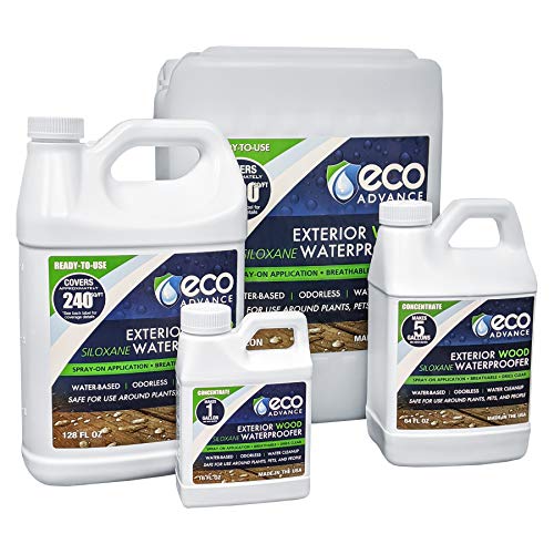 Eco Advance Wood Siloxane Waterproofer Concentrate – Makes 5 Gallons, Waterproof Wood Sealer for Decks, Fences, and Siding, Eco-Friendly, Safe for Plants, Pets, and People - size: 0.5 gallon