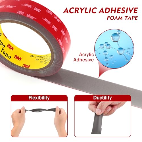 3M Heavy Duty Double Sided Tape 0.75" x 15.4Ft Grey - color: Grey, size: 0.75" x 15.4Ft