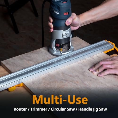 POWERTEC 72389 Circular Saw Track Plate with 50 Inch Straight Edge Clamp, Tool-Free Mounting System, Adjustable Fence for Fast and Accurate Cuts - size: 50 Inch Circular Saw Guide w/ Saw Plate