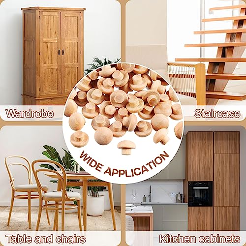 200 Pieces Wood Plugs and Screw Hole Covers - Mushroom Button Caps for Locking Hardwood Holes (3/16 Inch) - size: 3/16 Inch