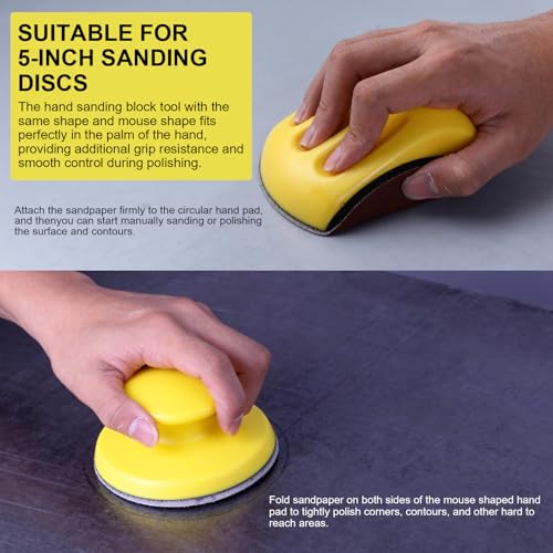 4Pcs Hook and Loop Sanding Block Included 1 Cleaning Brush 5 Inch Round and Mouse Sanding Block Meant for Wood Furniture Restoration Home Arts and Crafts - color: 4 Pcs Round & Mouse-shaped