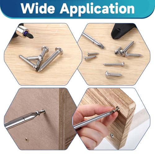 550Pcs 304 Stainless Steel Wood Screws Kit, Phillips Pan Head, Self Tapping, Length 1/4" to 1-1/2", Silver