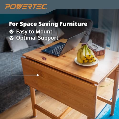 POWERTEC Drop Leaf Table Supports – Set of 2, Silver Metal Table Bracket Support, Strong & Stable Drop Leaf Support, Holds 50lbs Each - Premium Steel, Burr Free Profile & Zinc Coated Finish - 71426 - size: Metal Drop Leaf Table Supports, 2PK