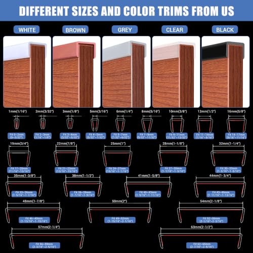 Rubber Edge Trim, 1-1/8" Self Adhesive Flexible U Channel Edge Protecter for Plywood, Tables, Desks, Cabinets, Counter Top, Wide U Shaped Edge Trim, Edge Banding, Clear, 20Ft - color: Clear, size: Fit 1-1/8" - L20'
