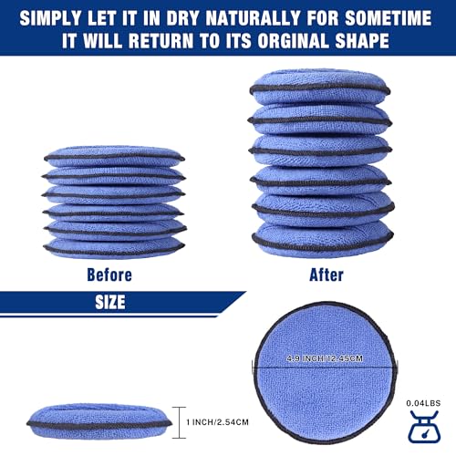WORKPRO 18-Pack Car Microfiber Wax Applicator Pads with Finger Pocket