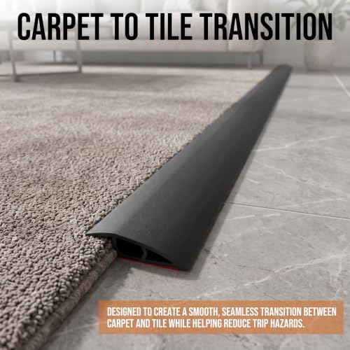 3.3FT Self-Adhesive Floor Transition Strip, Dark Black PVC Carpet Edging - color: Dark Black, size: 1/5" to 2/5",3.3FT