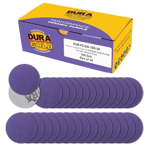 Dura-Gold Premium 180 Grit 2" Purple Film Ceramic Sanding Discs, Box of 30 - style: 180 Grit