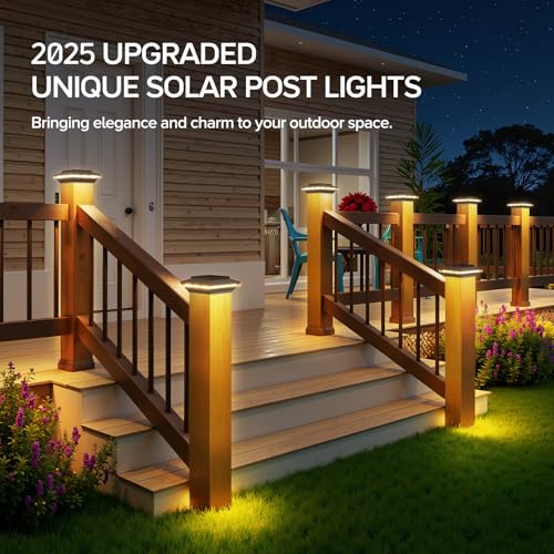 ELECLINK 12 Pack 4x4 Solar Post Cap Lights Upgraded, Brighter and Extended Beam to Light Post Fence Deck with Warm/White Light, Waterproof Outdoor Posts Solar Lights for Patio Porch Vinyl/Wooden Posts