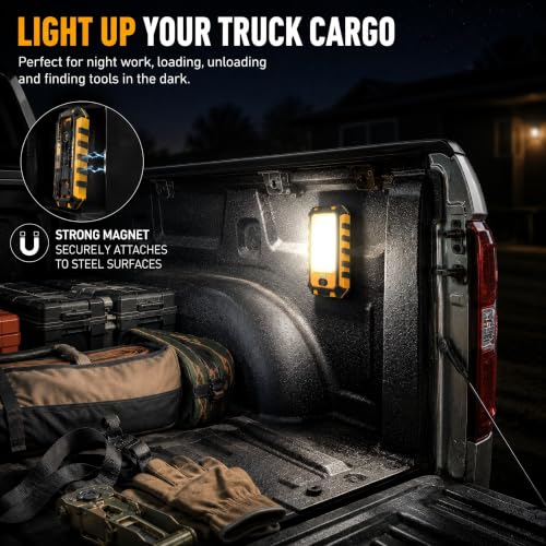 innofox LED Rechargeable Magnetic Work Light 1500Lumens, Hanging Hook 4 Lighting Modes, Job Site Lighting for Car Repairing, Camping, Hunting, and Hurricane(Orange)