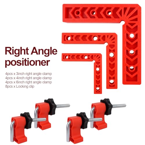 90 Degree Clamp Set for Woodworking, Frames, Cabinets & Boxes, 3/4/6 Inch