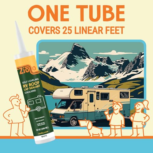 Ziollo RV Roof Lap Sealant - Self-Leveling EPDM Caulk for Rubber Roofs, Seams & Vents - Waterproof Sealant for Motorhomes, Trailers & Campers - White, 1-10 oz Tubes - size: 1 - 10 oz Tube