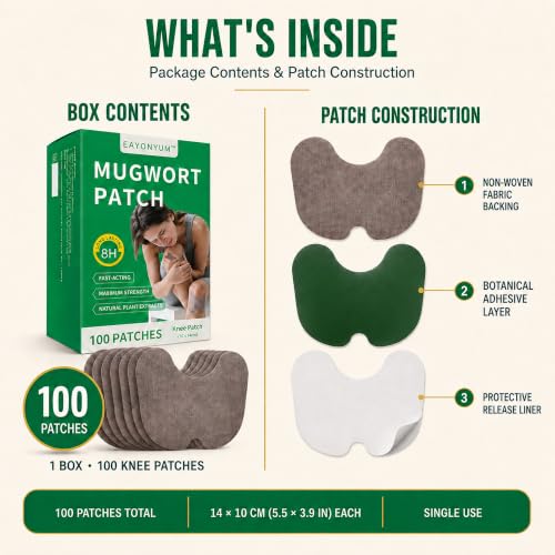 100 Pcs Knee Pain Relief Patches, for Bone-on-Bone & Joint Discomfort