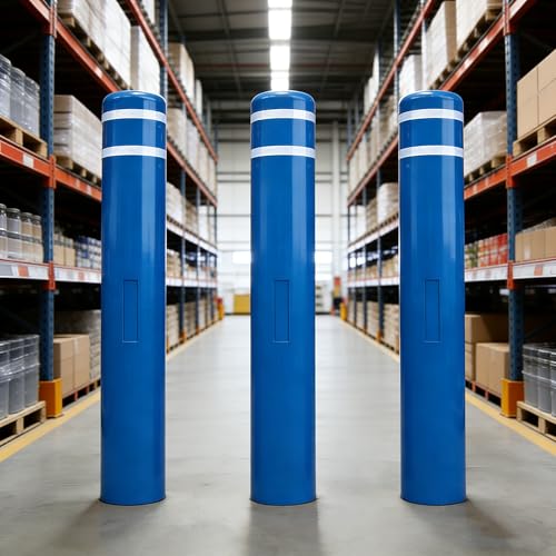 OrangeStar Bollard Cover 6" x 46" Blue with 2 Reflective Collars - color: Blue, size: 6"x46"