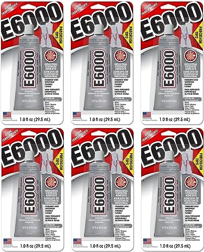 E6000 Industrial Adhesive Medium Viscosity Clear Precision Tip 1 oz (Pack of 6) - size: 6 Pack