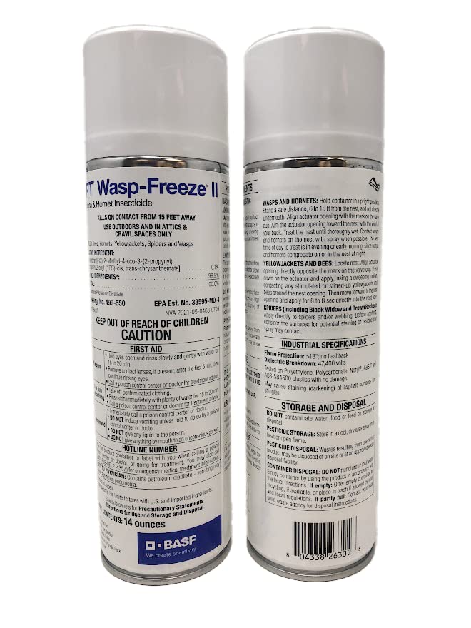 BASF PT Wasp-Freeze Insecticide for Wasp, Hornet, Yellowjacket & Spider Killer, Quick Knockdown Spray, Indoor or Outdoor Use, 14 oz - size: 14 Ounce (Pack of 1)