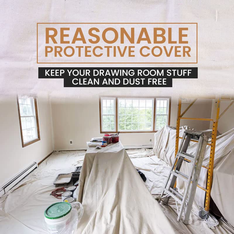 Canvas Painters Drop Cloth (Size 9 x 12 Feet - Pack of 1) - Pure Cotton Paint Drop Cloth for Painting, Curtains, Furniture & Floor Protection - All Purpose Thick Canvas tarp with Double Stitched Edges - size: 9' x 12' - Pack of 1