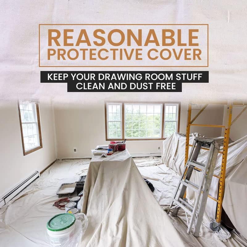 CH Canvas Drop Cloth for Painting (Size 4' x10' Feet Pack of 4) Painters Drop Cloth for Painting, Furniture & Floor Protection, All Purpose Thick Canvas tarp with Double Stitched Edges - size: 4' x 10' Feet