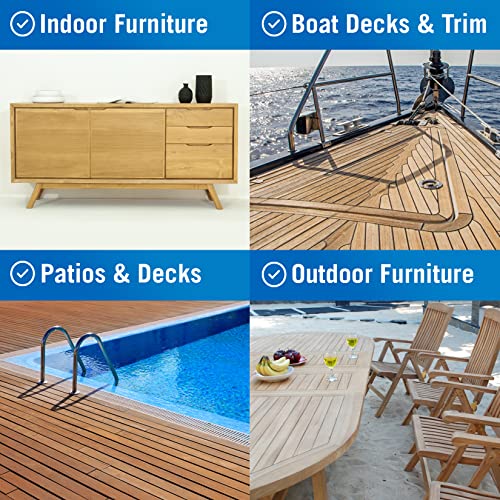 Teak Cleaner and Brightener for Wood, Teak Oil or Sealer for Boats, Indoor - style: Teak Complete Kit