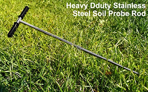 Soil Probe Rod,32"-48" Septic Tank Probe Rod,Beseetop Pipe Probe Made of Stainless Steel with Insulated T Handle Heavy Duty Perfect for Locating Septic Tank Underground Pipe Gravel Gopher Runs