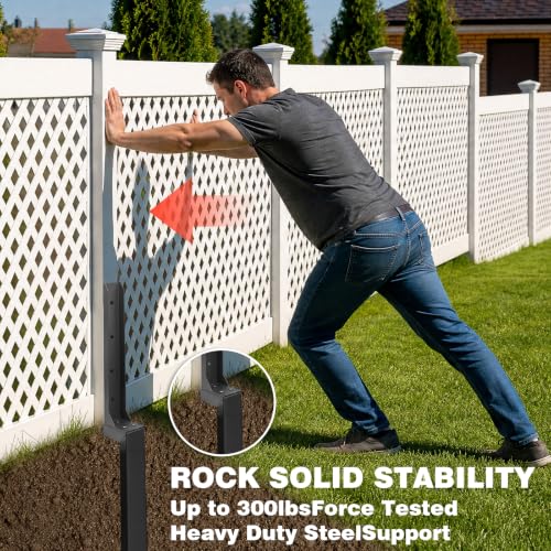 2 Pack Fence Post Repair Stakes, Heavy Duty Fence Post Mender Kit for Repairing Leaning, Loose and Broken 4x4 Wood Fence Posts with Steel No-Dig Support Brace