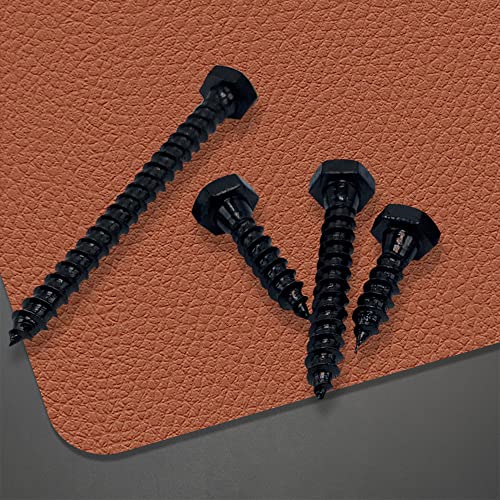 Hex Lag Bolts 112PCS M6 Hex Head Lag Screws Washers Assortment Kit Fully Thread Heavy Duty Hexagon Wood Screw Zinc Plated Black Metric Length Include 16/20/25/30/35/40/45/50/60mm